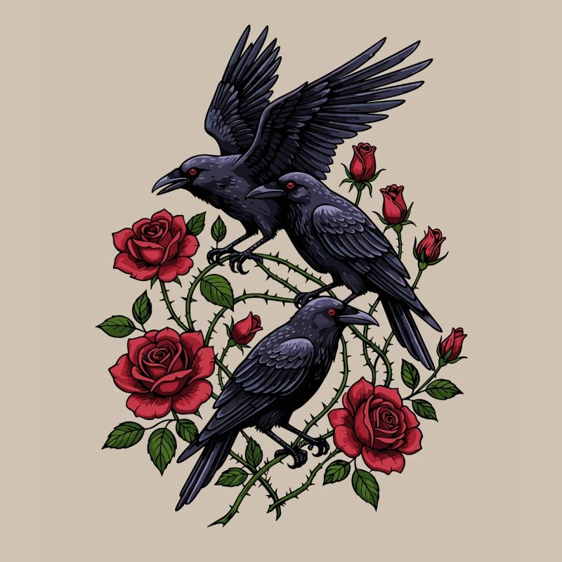 Crows and Red Roses - Gothic Aesthetic