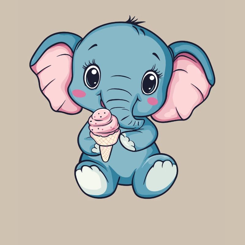 Kuschelig Elefant Eiscreme Illustration