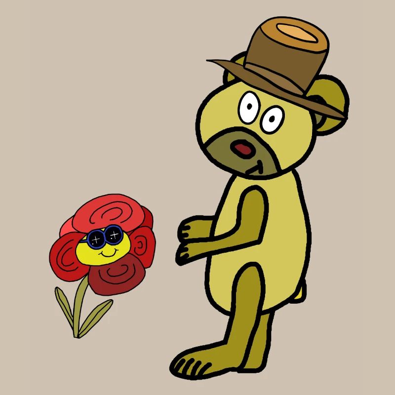 Pfiffiger Teddy Kinder Bär Kind  Blume