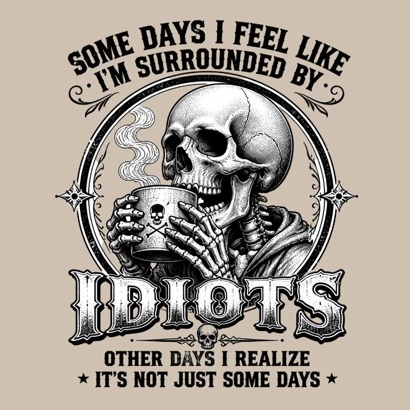 Skeleton Drinking Coffee Idiots