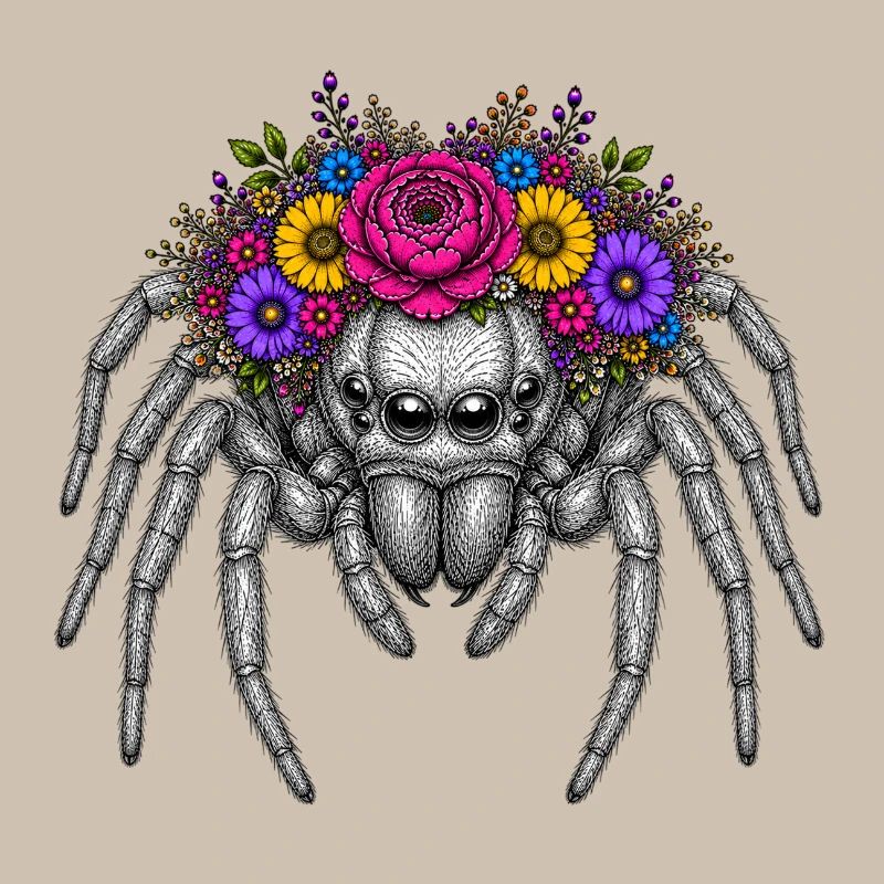 Blütenkranzspinne Illustration