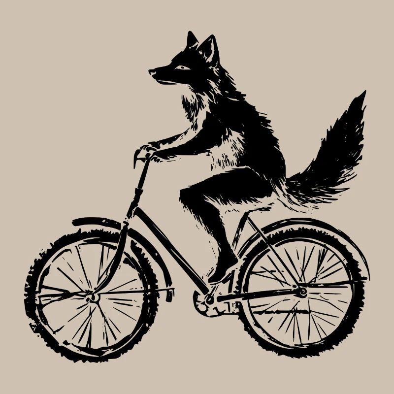 Funny Bicycle Fox