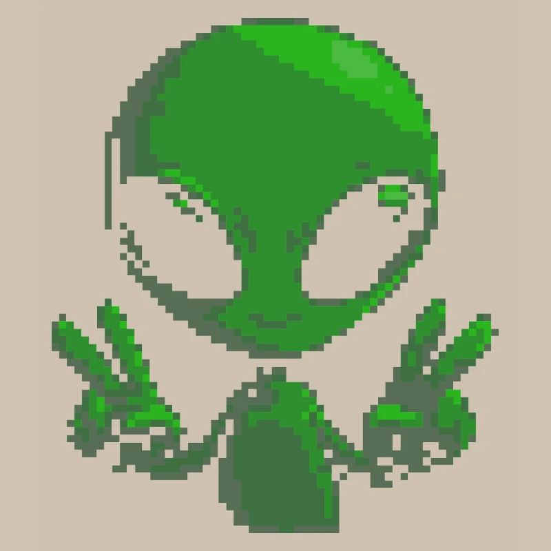 Pixel Alien Friedenszeichen