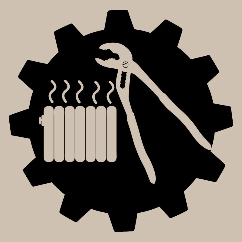 Teamwork heating mechanic logo in gear