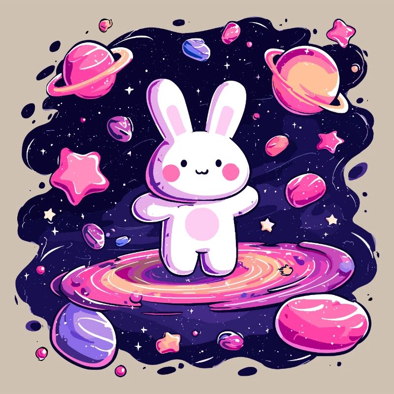 Lapin de l’espace dans la mer des étoiles