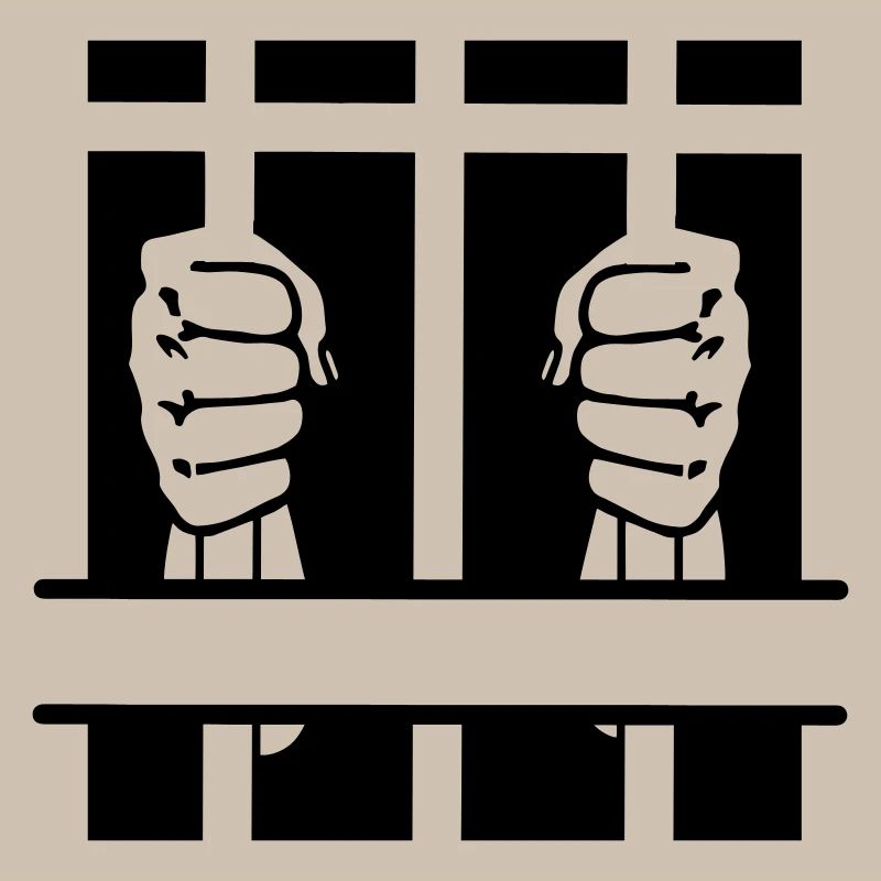 Zwei Fäuste hinter Gittern und Leerzeichen