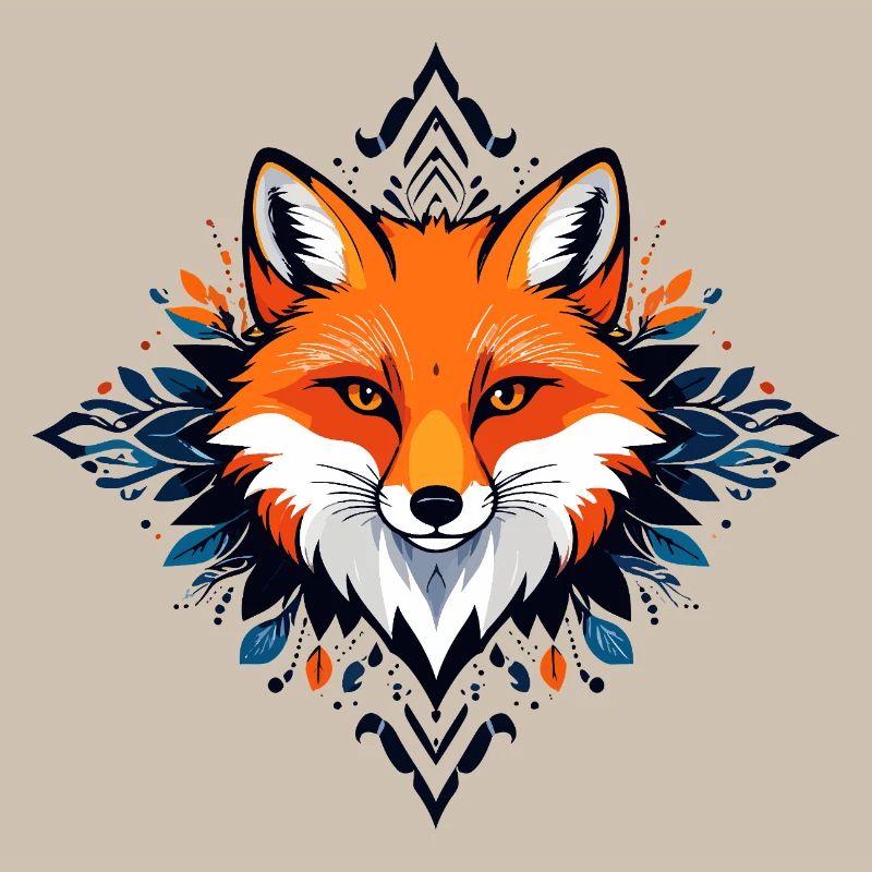 Orange Red Fox with Leaf Frame Ornaments