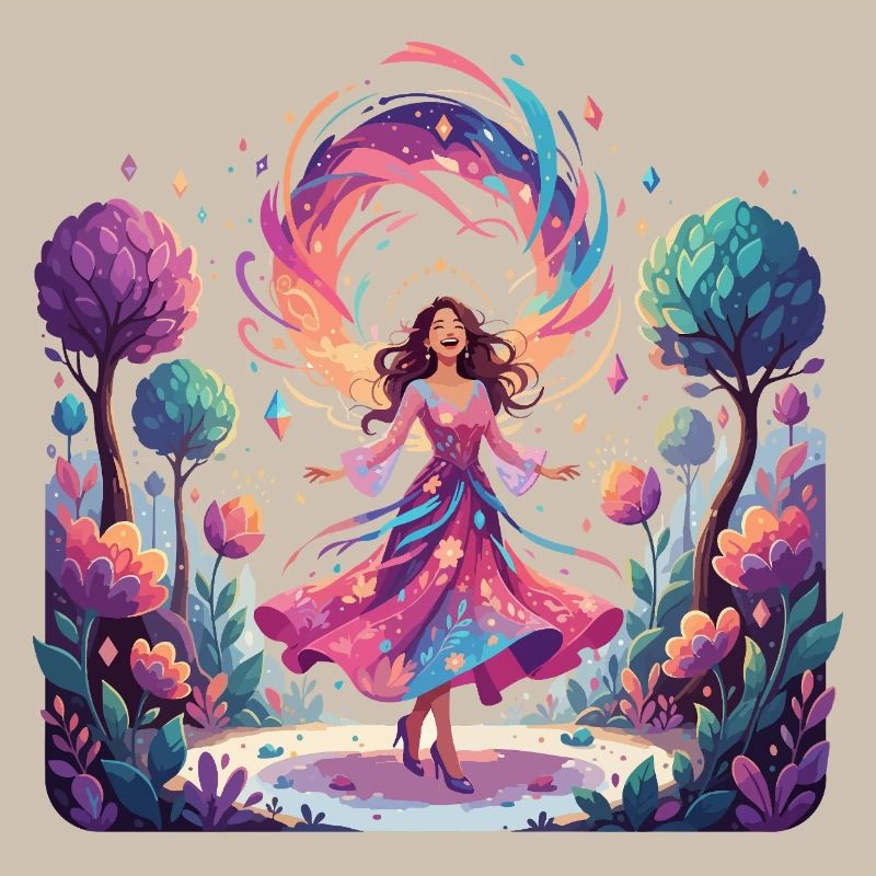 Danse colorée de la princesse dans la danseuse enchantée de la forêt