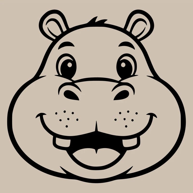 Laughing Hippo Face Head Vector