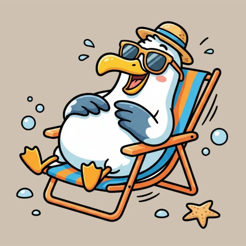 Relaxte Möwe am Strand