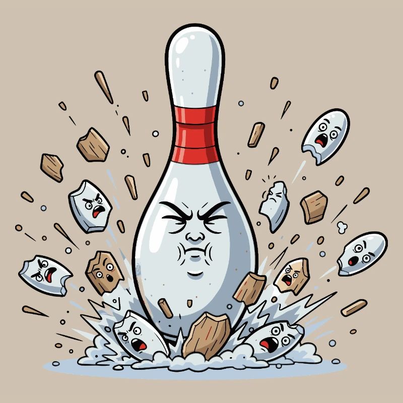 Dessin animé explosif de quilles de bowling