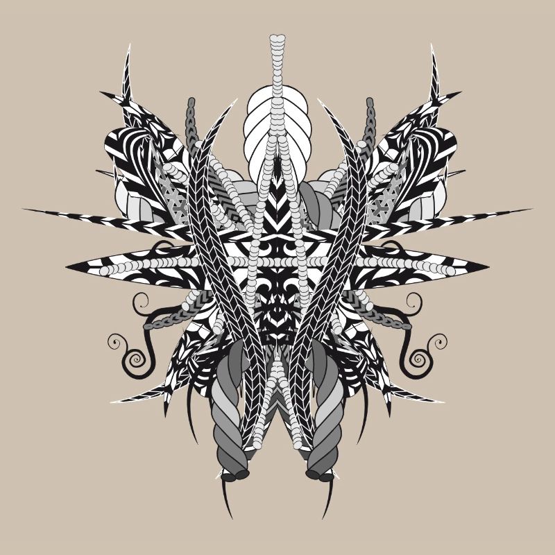 Structure artistique faite de rubans et de plumes