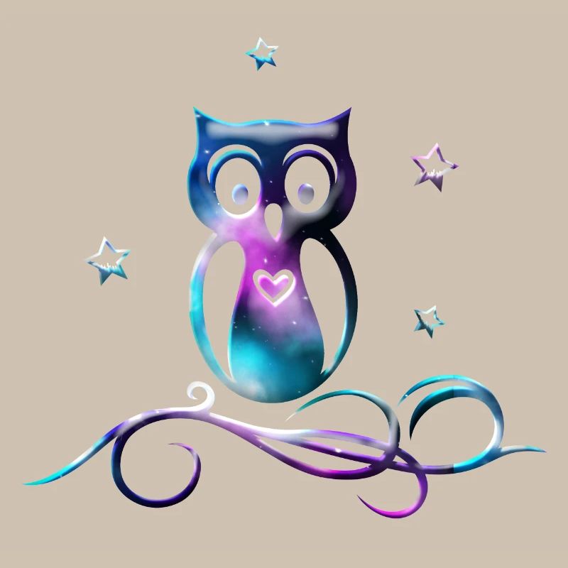 Galaxy Eule mit Sternen, Herz und Tribal