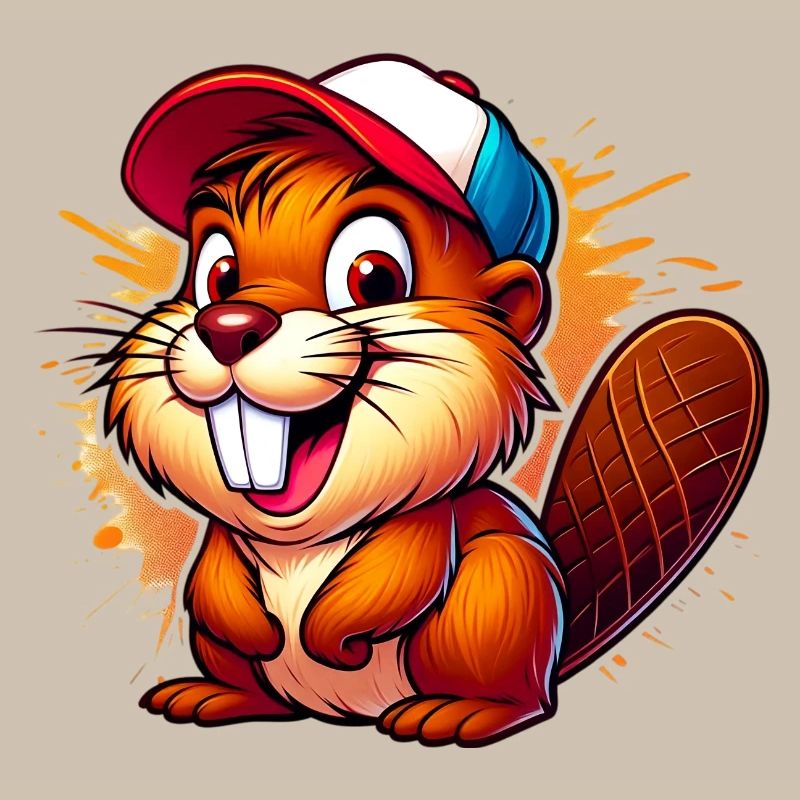 Biber mit Baseballkappe
