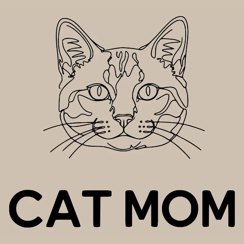Maman chat – Dessin au trait de chat minimaliste
