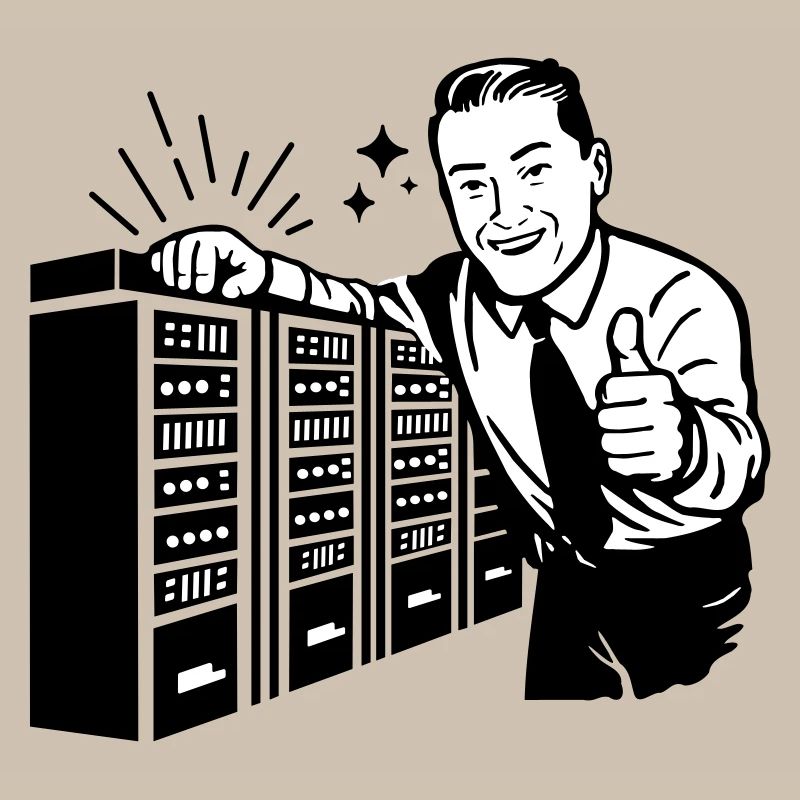 Retro IT-Admin lächelt – Vintage Tech Support