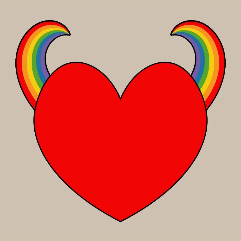 Rotes Herz mit Regenbogenhörnern