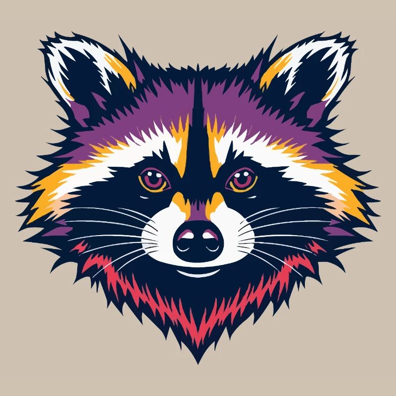 Neon Waschbär Kopf
