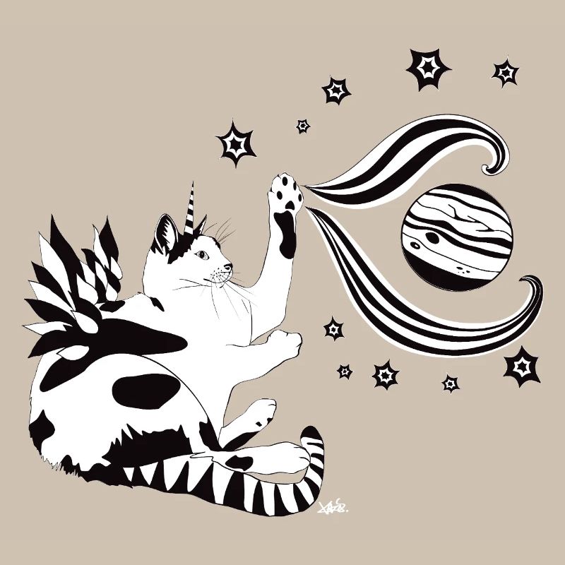 Chat de l’espace dans la danse des planètes