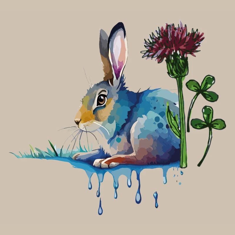 Lapin coloré avec trèfle