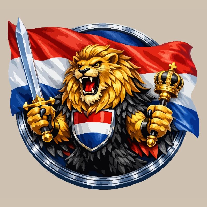 Lion hollandais avec épée et couronne