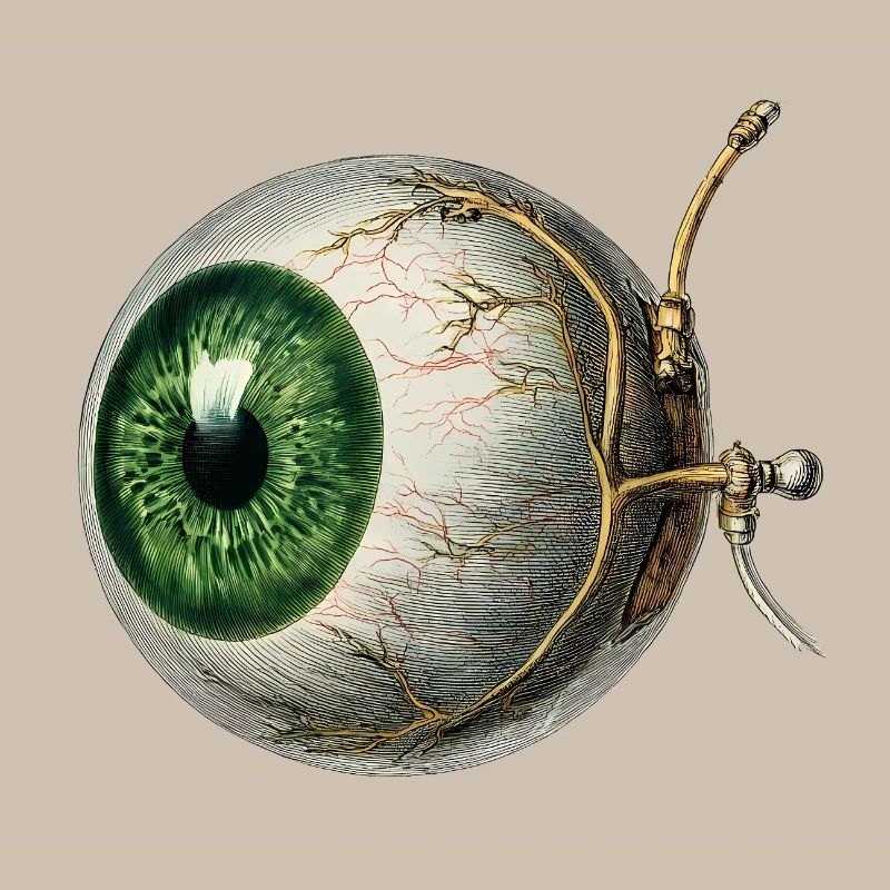 Œil anatomique à iris vert – Style vintage