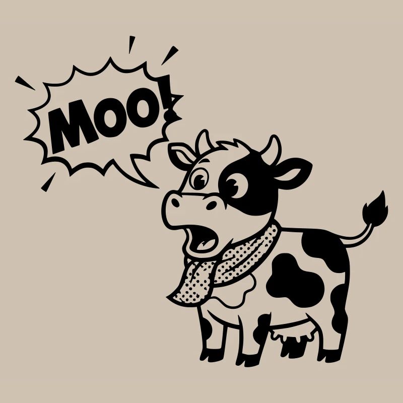 Witzige Kuh Moo Comic Sprechblase