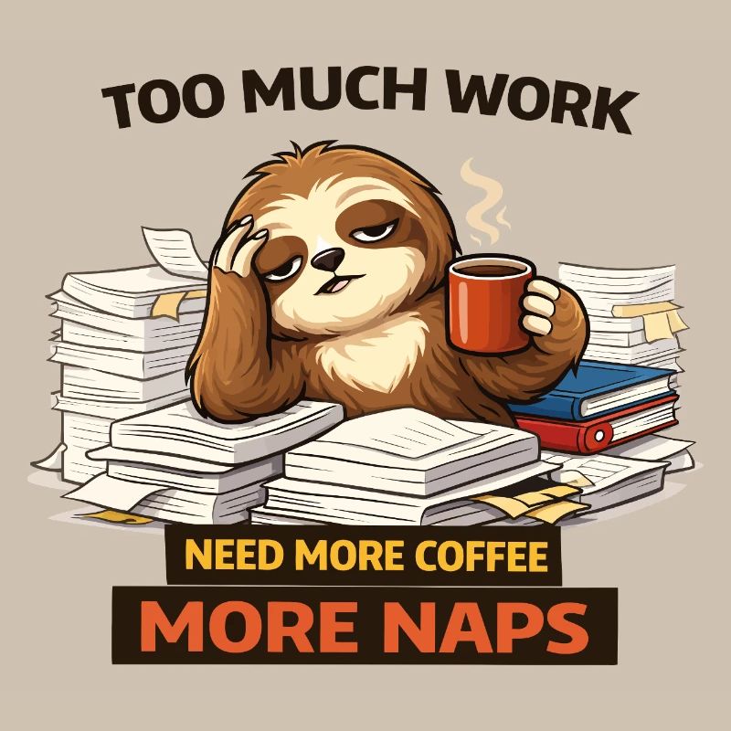 Too Much Work Sloth Coffee Naps