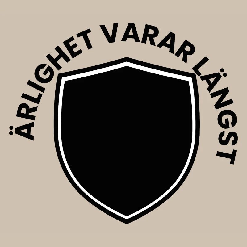 Black shield with white border emblem