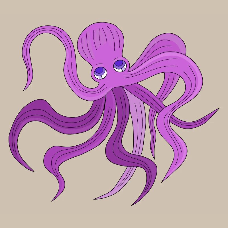 A fluffy octopus swinging tentacles