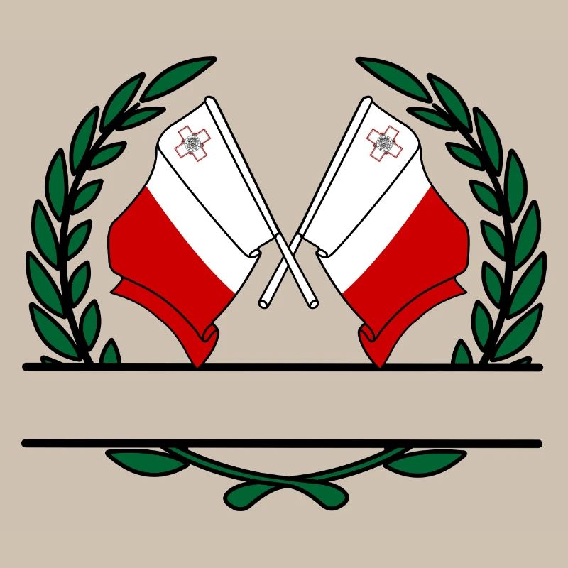 Drapeaux Malte couronne de laurier bannière