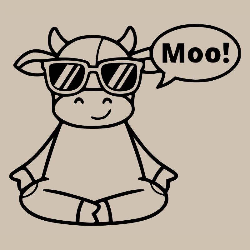 Yoga Cow Meditation Moo Comic Vector