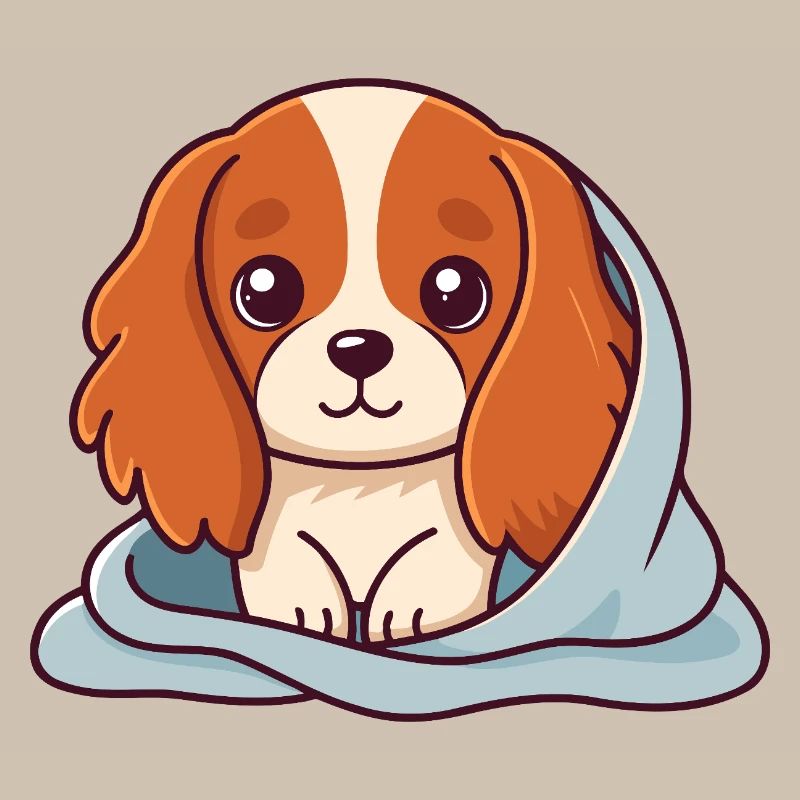 Chiot Doux Sous Plaid