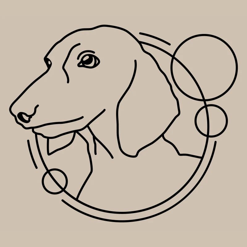Dackel in geometrischer Form - Line-Art-Design