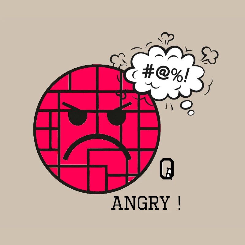 Angry with Wall Pattern and Frustration Expression