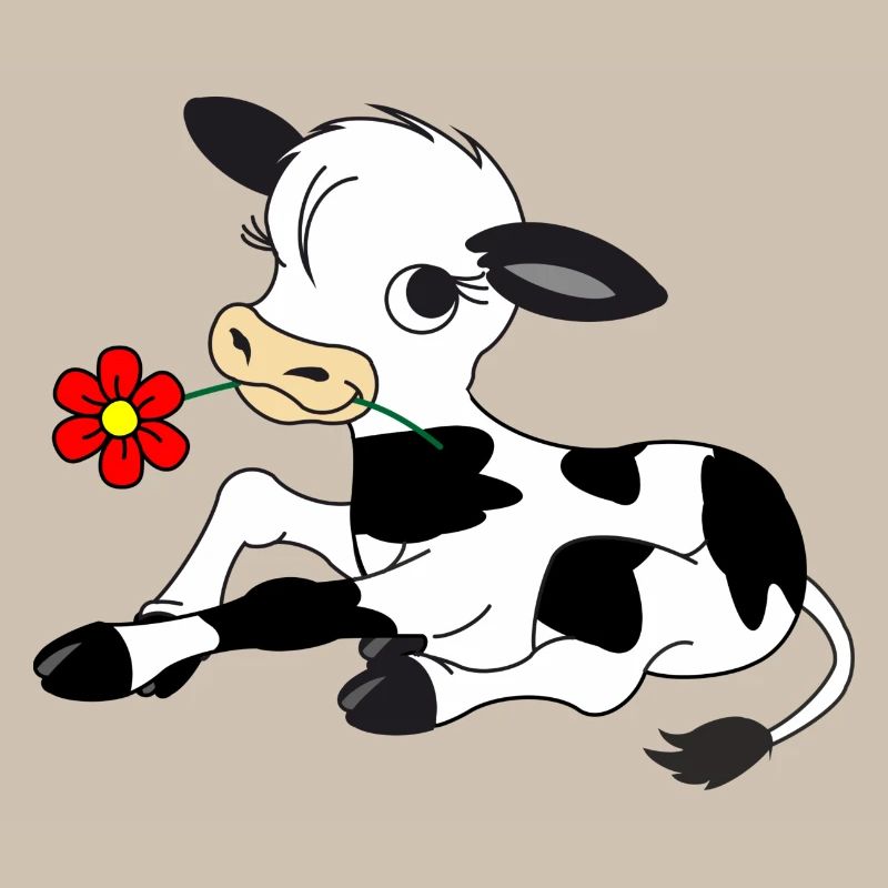 Veau avec fleur dans la bouche