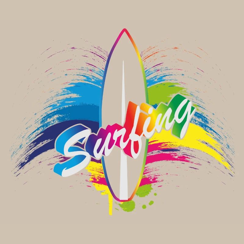 Typographie de surf surf arc-en-ciel splash