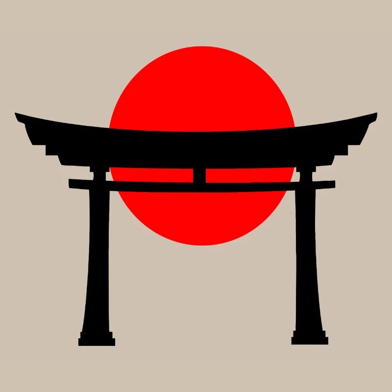 Torii devant le soleil japonais