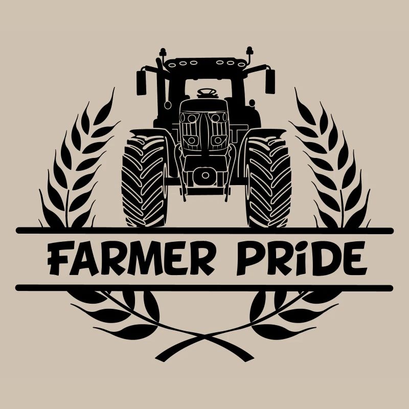 ractor in laurel wreath with text Farmer pride