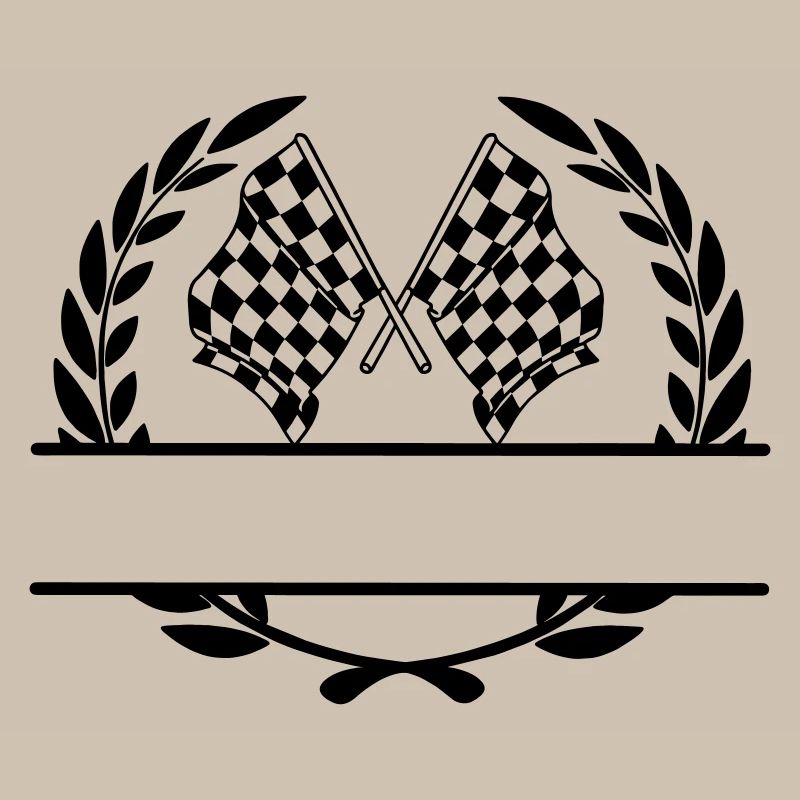 Drapeau de course dans une couronne de laurier
