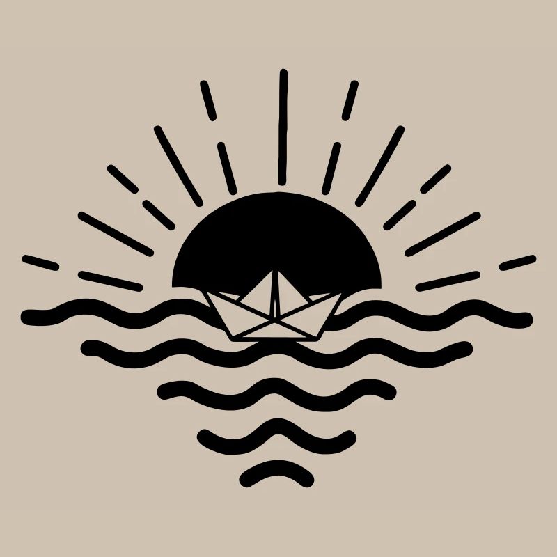 Coucher de soleil sur un bateau en papier