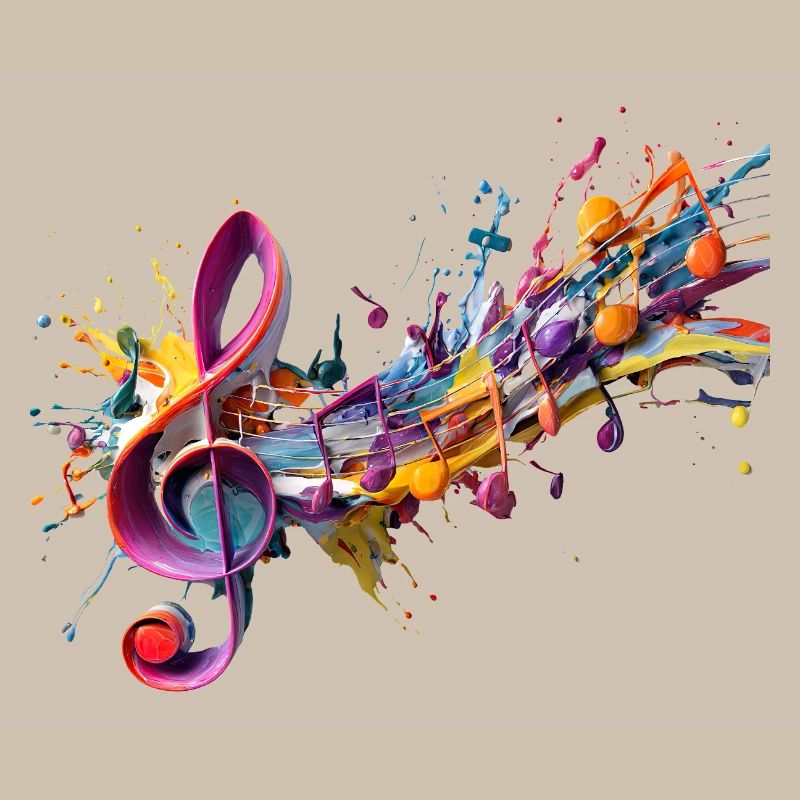 Coloured notes with clef