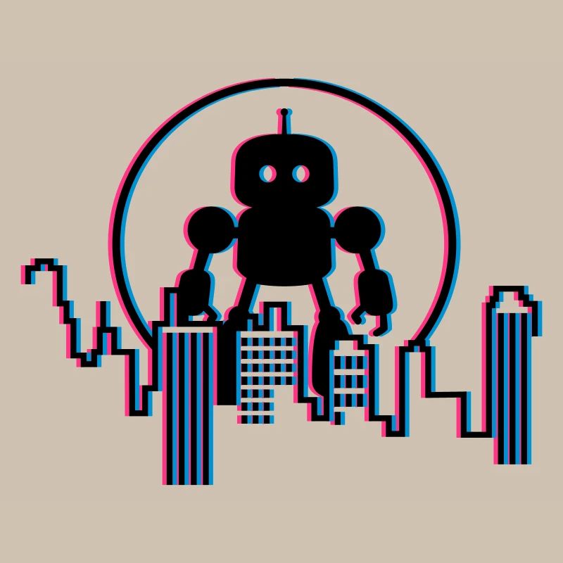 Robot City Skyline – 3D Science-Fi Future Design
