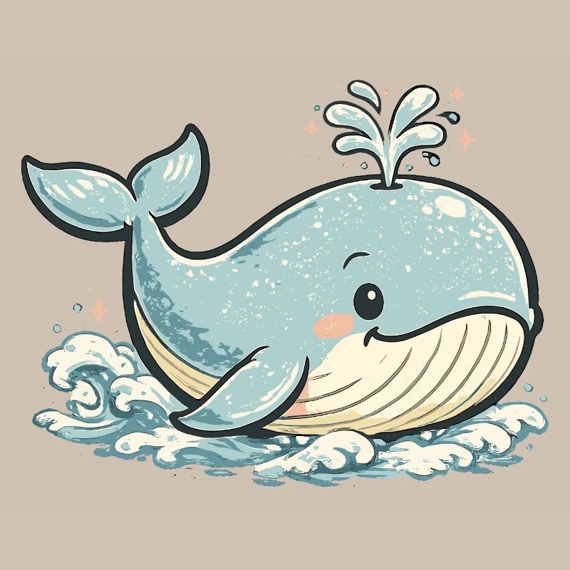 Small Blue Whale Splash Animal