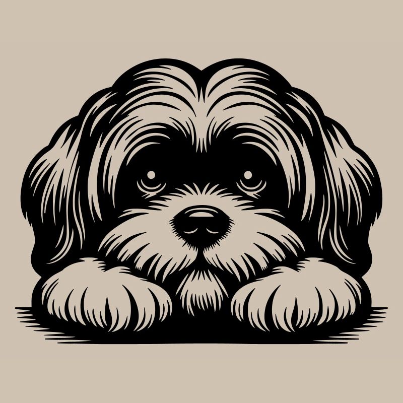 Lhasa Apso Head with Paws