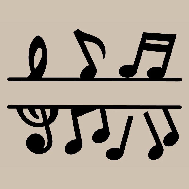 Musical notes with music key text banner