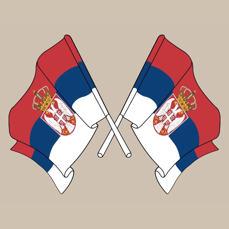 Deux drapeaux croisés par la Serbie