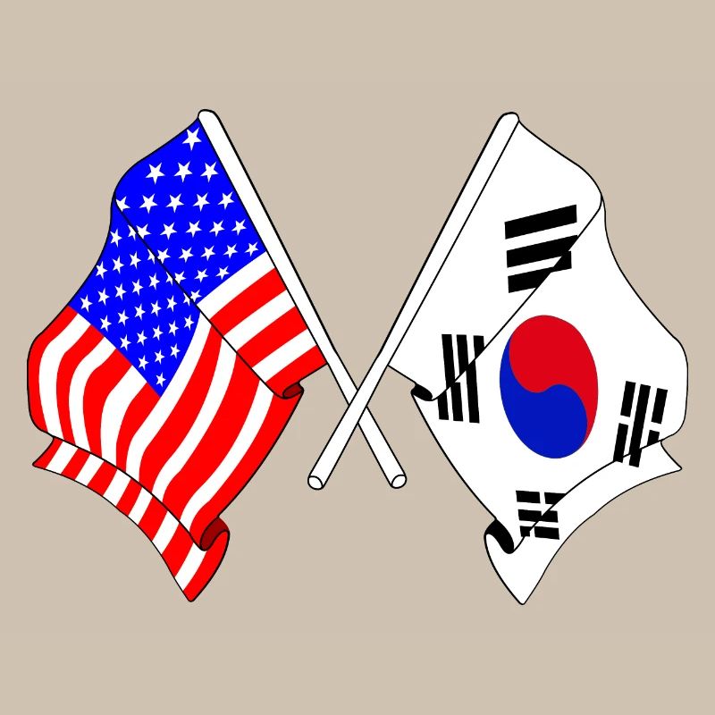 Drapeau des États-Unis et drapeau de la Corée du Sud