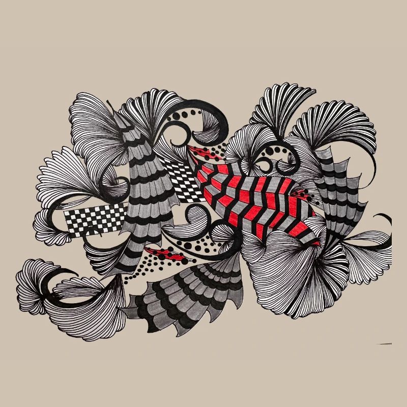 Black White Red Pattern