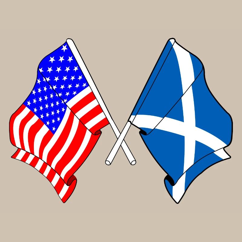 Drapeau des États-Unis et drapeau de l’Écosse